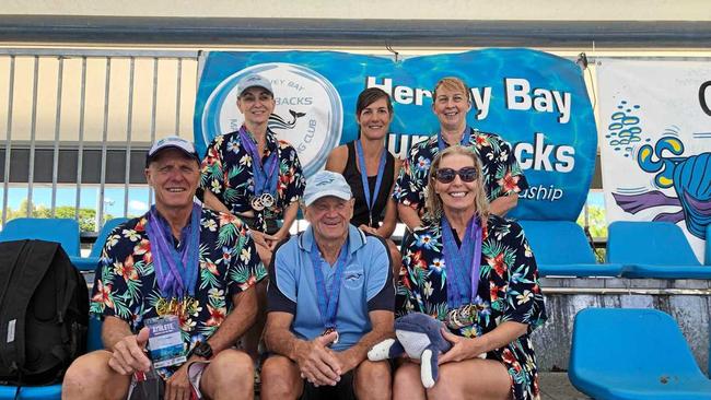 MEDAL HAUL: The Hervey Bay Humpbacks competitors at the recent Great Barrier Reef Masters games. Picture: Contributed