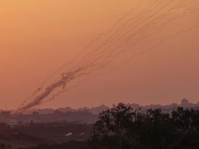 Rockets fired from the Palestinian enclave towards Israel. Picture: AFP