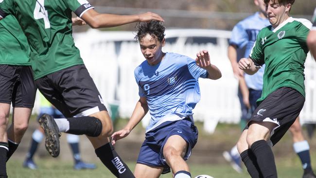 First XI football Brisbane Grammar School vs Brisbane Boys College action earlier this season. Picture: Renae Droop