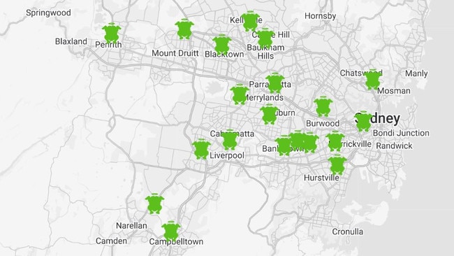 El Jannah’s locations in Sydney. Picture: Supplied/El Jannah