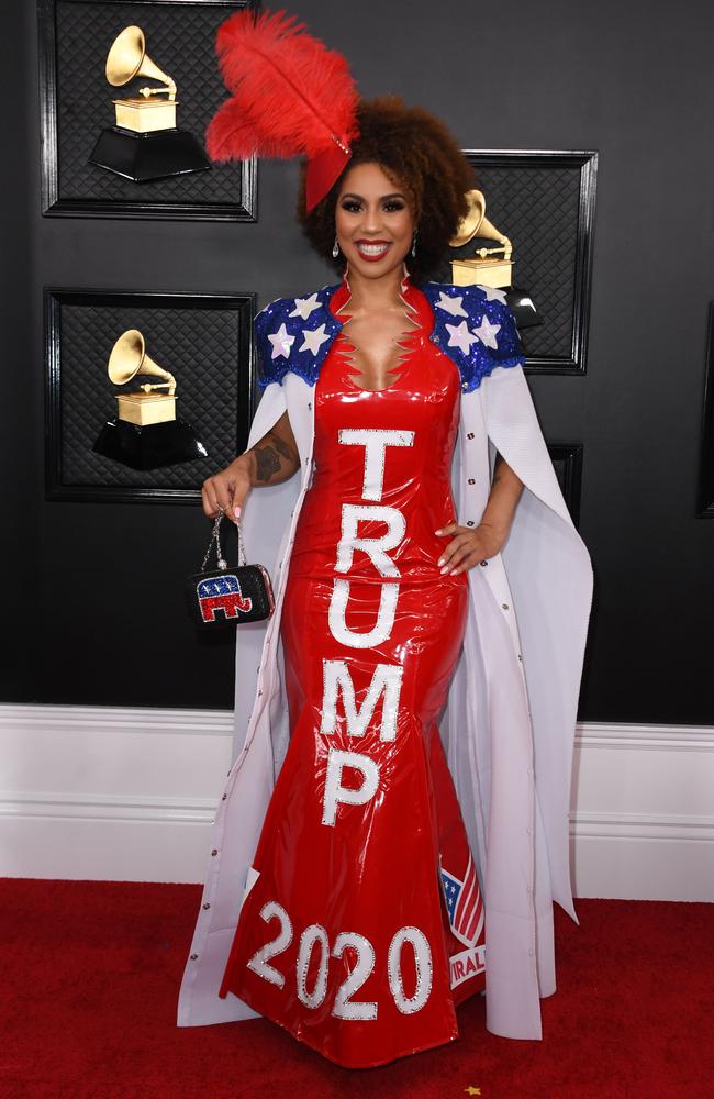 Joy Villa made a political statement. Picture: AFP