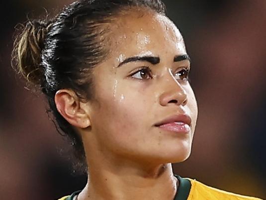 SYDNEY, AUSTRALIA - JUNE 03:  Mary Fowler of Australia looks on during the international friendly match between Australia Matildas and China PR at Accor Stadium on June 03, 2024 in Sydney, Australia. (Photo by Matt King/Getty Images)