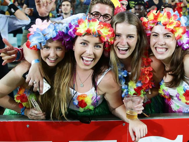 Fans enjoy the atmosphere during the 2016 Sydney Sevens at the SFS.