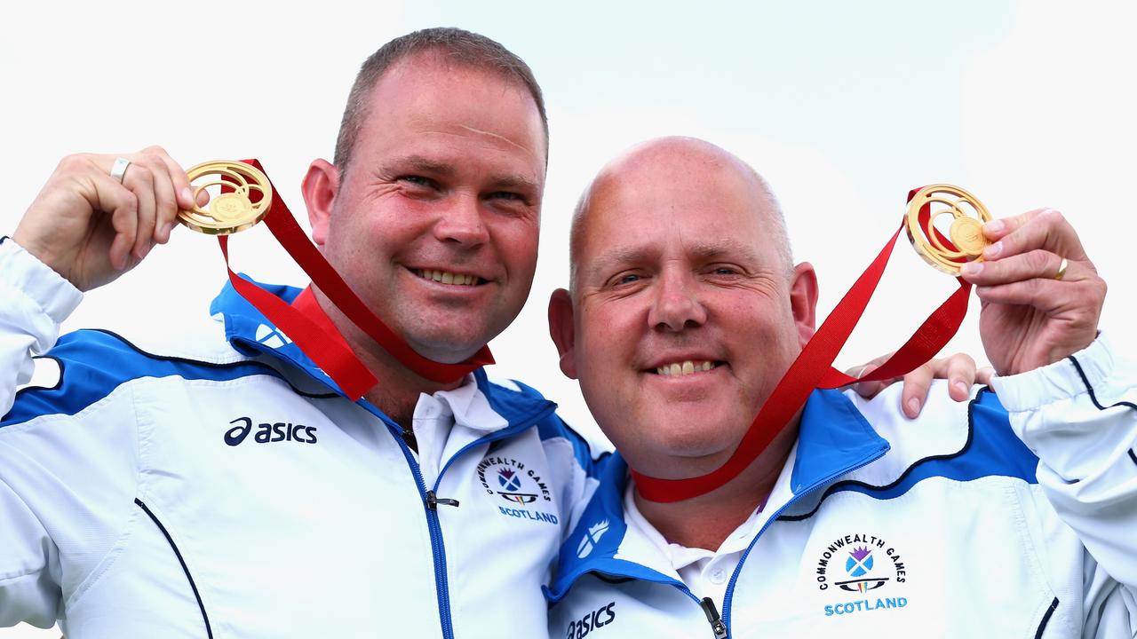 The hosts landed 53 medals — their highest ever tally. Paul Foster (L) and Alex Marshall (R) of Scotland celebrate with their gold medals after the Men's lawn bowls pairs final at the Glasgow 2014 Commonwealth Games. Picture: Ryan Pierse/Getty Images