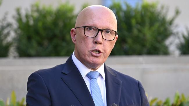 CANBERRA, AUSTRALIA  - NewsWire Photos - February 3, 2025: Leader of the Opposition Peter Dutton during the last post ceremony at the Australian War Memorial in Canberra. Picture: NewsWire / Martin Ollman