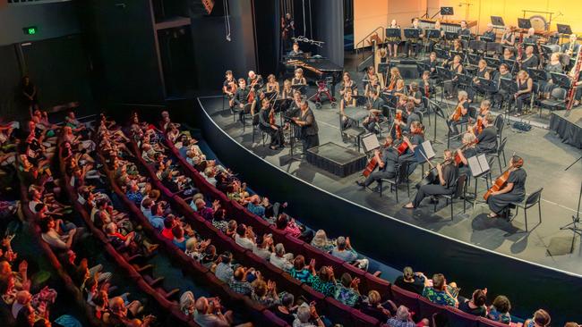 Gurrulwa Guligi (Big Wind) by Bilawara Lee and Netanela Mizrahi, a reflection on Cyclone Tracy 50 years after it devastated Darwin, was premiered by the Darwin Symphony Orchestra in 2024. Picture: Darwin Symphony Orchestra.