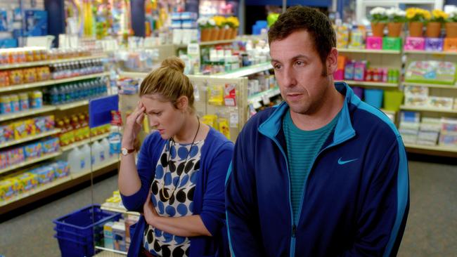 Drew Barrymore and Adam Sandler in Blended.