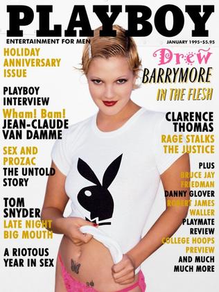 Drew Barrymore on the cover of Playboy magazine, January 1995. Picture: Playboy