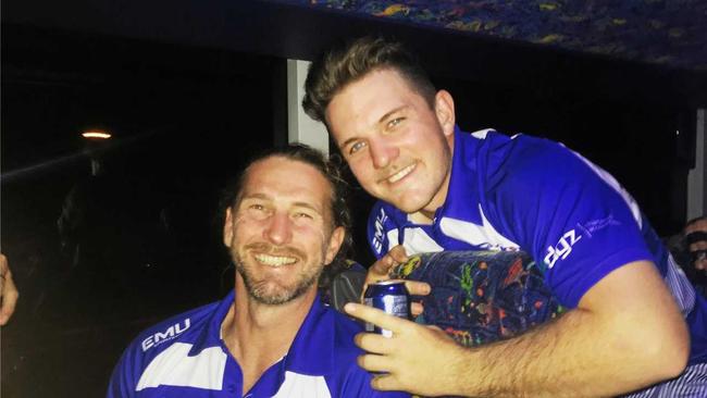 GOOD TIMES: Father and son duo Dave and Mitch Richardson played their first game of A-Grade together in the BRL for Past Brothers at the weekend. Picture: Contributed