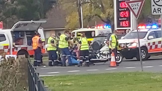 The scene of a motorcycle accident on the Great Western Highway, Emu Plains.