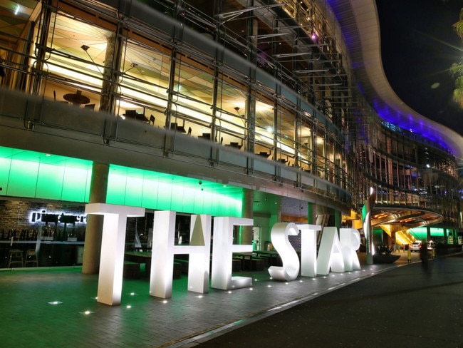 The Star casino, operated by Echo Entertainment Group Ltd., stands illuminated at night in Sydney, Australia, on Monday, Aug. 10, 2015. Echo Entertainment is scheduled to report full-year results on Aug. 12. Photographer: Brendon Thorne/Bloomberg