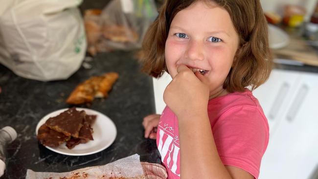 Mia Stimson helps mum cook up a feast.