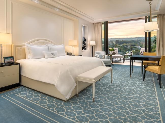 The rooms in the Waldorf Astoria Beverly Hills are enormous, and impeccably designed. Picture: Supplied