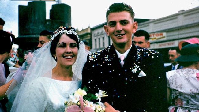 Jan and Lester Grieve on their wedding day outside St Paul's Church Ipswich on September 19, 1959.
