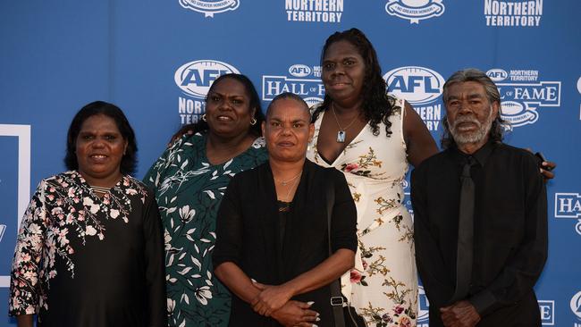 Ceclia Lake, Andrea Andrews, Belinda Lorenzo, Priscilla Yunupingu and Gabriel Lorenzo at the 2023 AFLNT Hall of Fame. Picture: Pema Tamang Pakhrin