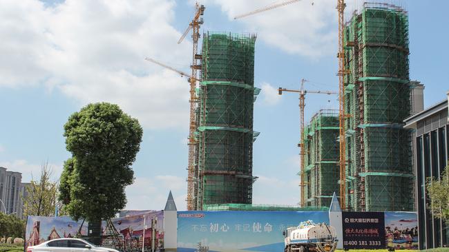 Construction work has been halted at Evergrande Cultural Tourism City, a mixed-used residential-retail-entertainment development, in Taicang, Suzhou city, in China's eastern Jiangsu province. Picture: AFP