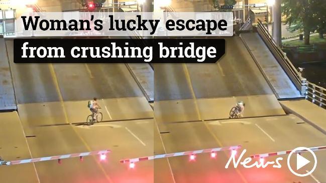 Woman’s lucky escape from crushing bridge