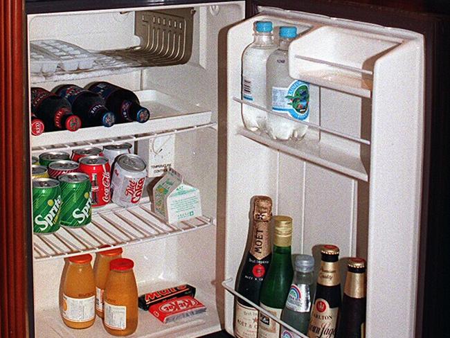 Contents of mini bar in every Sheraton Wentworth hotel room, wide array of alcohol, snack foods, mineral water & vitamins.         New South Wales (NSW) / Hotels