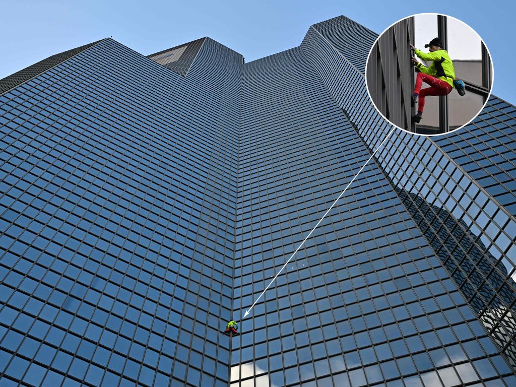 French skyscraper climber Alain Robert, known as the 