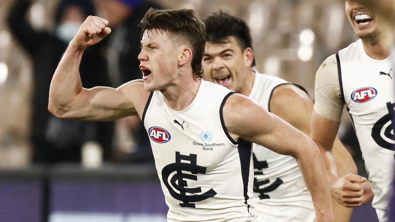 Sam Walsh won his first John Nicholls Medal on Thursday night. Picture: AFL Photos