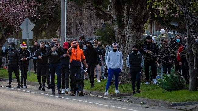 Many protesters filmed the event on their phones. Picture: Jason Edwards