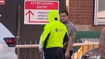 Ferenc Stemler (right) visited the Siale brothers in hospital hours after they were shot at in Marrickville. Picture: Nine News