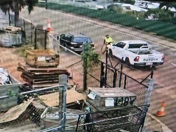 CCTV allegedly shows Ben Hoffmann exit his ute. Picture: Supplied