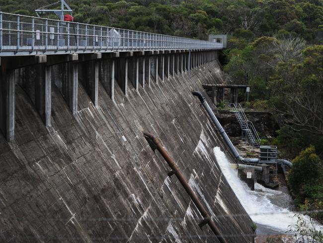 Manly Dam wall opening after heavy rains in 2013. Picture: Virginia Young