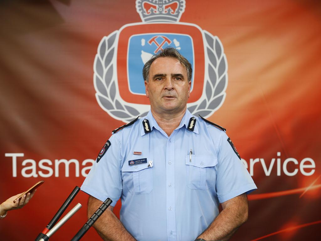 Pictured at Tasmania's TFS (Tasmanian Fire Service) Headquarters briefing the media about the upcoming fire conditions is (L-R) Jeremy Smith, Regional Chief Officer. PICTURE: MATT THOMPSON