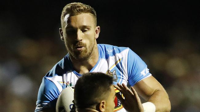 Titans' Bryce Cartwright during the Brisbane Broncos and Gold Coast Titans pre-season NRL match at the Clive Berghofer Stadium, Toowoomba, Saturday, 17th of February 2018. (AAP Image/Josh Woning)