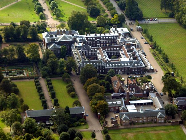 An aerial view of Kensington Palace, where Harry and Meghan have set up home.