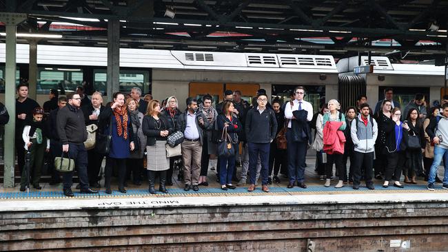 Morning misery... Commuters at Central Station today.