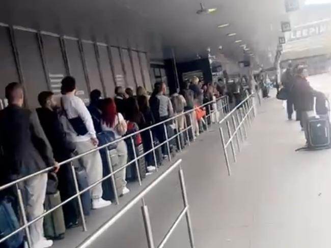 Footy fans were unable to get an Uber ride from to the city from the airport on Friday after Uber drivers walked off the job. Picture: Supplied