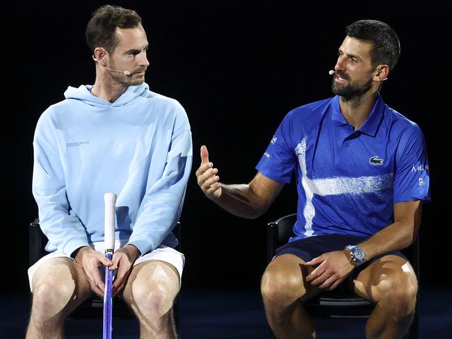 Novak Djokovic with his new coach Andy Murray before the Australian Open.