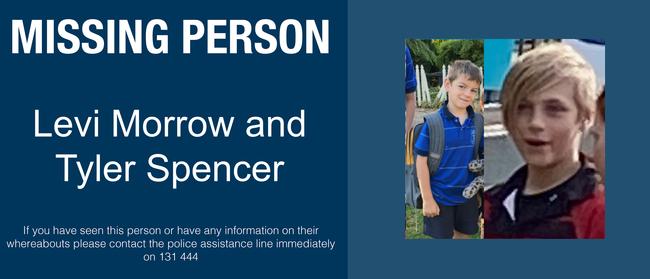 Levi Morrow and Tyler Spencer went missing at Bridgewater on Saturday afternoon.