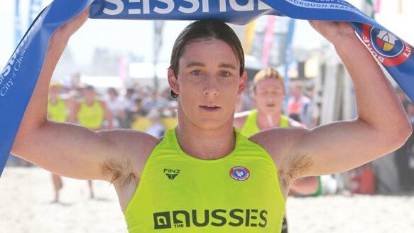 Mitchell Coombes after winning the under-19 ironman title at the Australian Surf Lifesaving Titles in WA. Picture: HARVPIX.COM