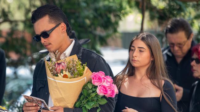 Mourners outside Savana Calvo’s funeral. Picture Thomas Lisson