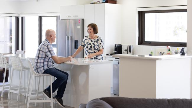 Dr John Gerrard with wife, Anthea, at their Gold Coast home. The couple are relocating to Brisbane after almost three decades on the Gold Coast. Picture: David Kelly