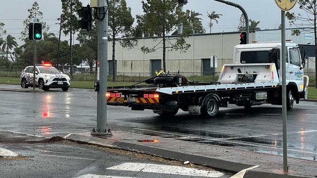 Emergency crews were called to the location at the Maggioli Dr and Archibald St intersection just after 4.30pm Monday.