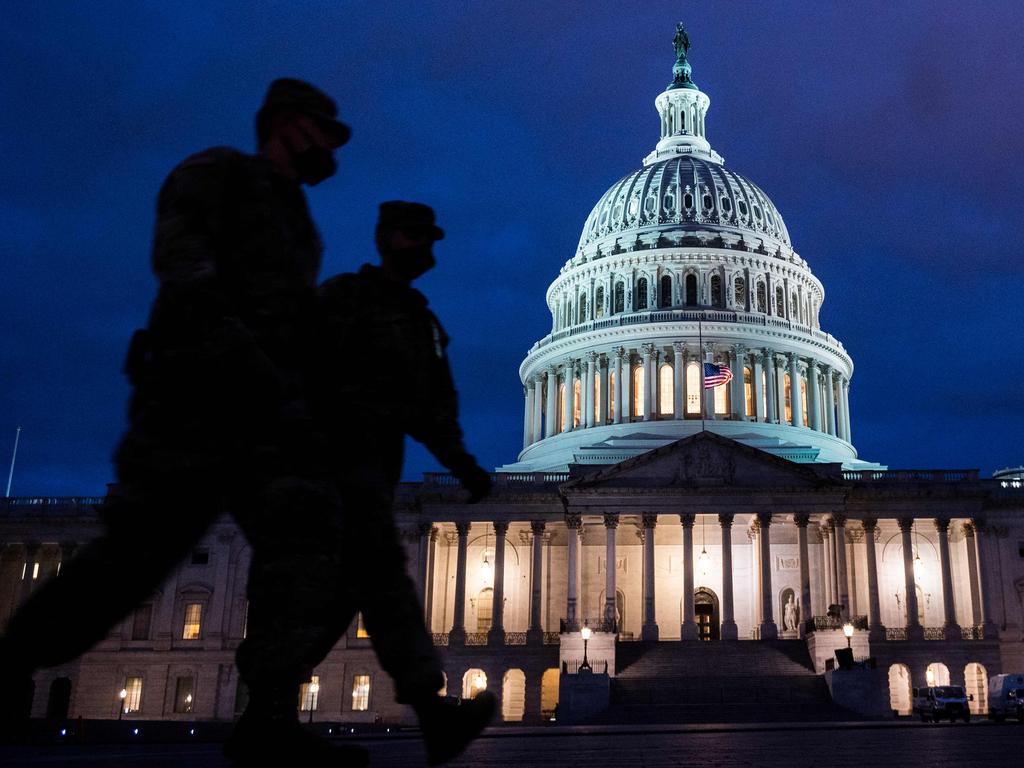 The National Guard has deployed 25,000 troops to Washington DC in a bid to prevent further violence. Picture: Andrew Caballero-Reynolds/AFP