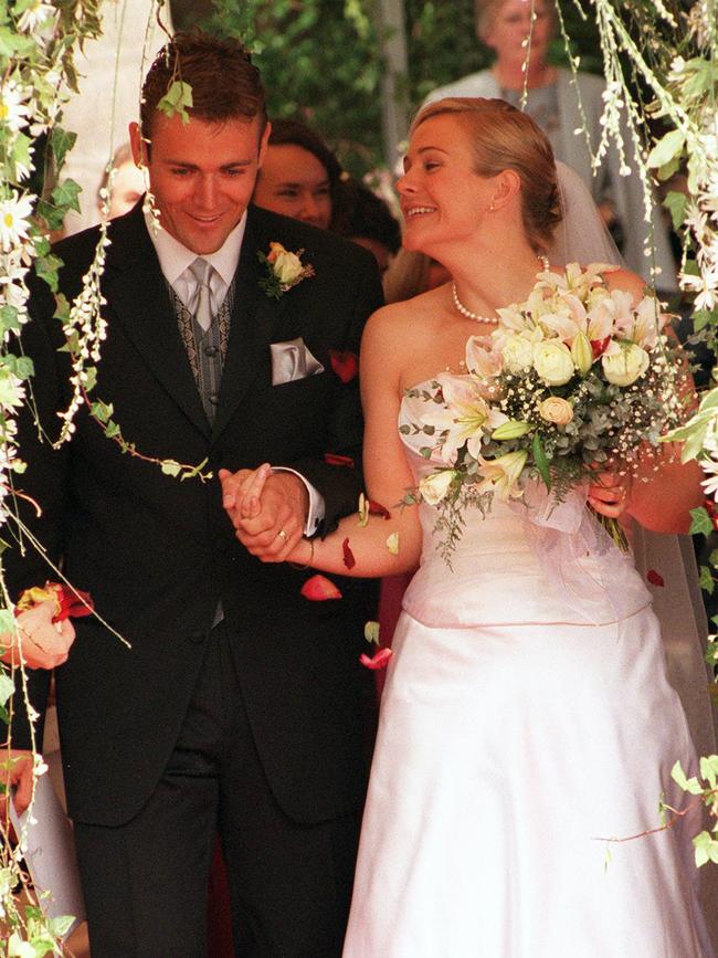 Zali Steggall and David Cameron at their 1999 wedding. Picture: Tracey Haslam