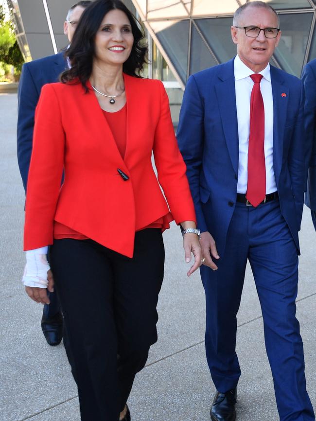 Jo Chapley with former premier Jay Weatherill during the election.