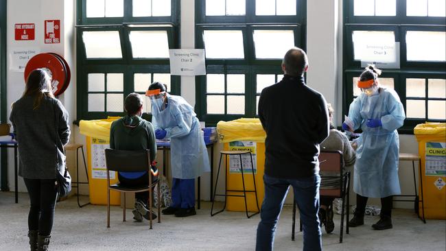 Members of the public are tested at a walk in COVID clinic in Brunswick. Picture: Getty Images