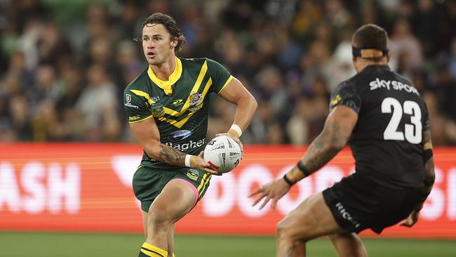 Nicho Hynes is the unlucky man to drop out of the 17 as the Kangaroos look to win the Pacific Championships final in New Zealand. Picture: Daniel Pockett/Getty Images