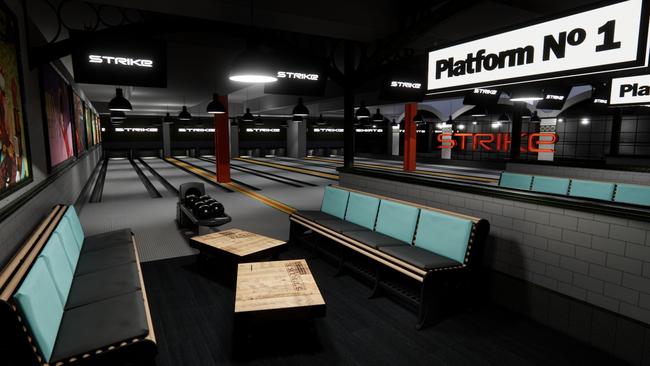 An artist’s impression of the bowling alley.