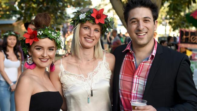 Tori Watts, Cherie Hoyle and Daniel Pallaras at the Royal Croquet Club. Photo: Naomi Jellicoe