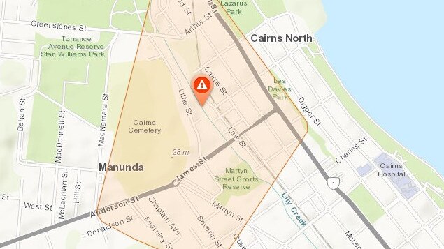 Ergon Energy reported at an unplanned outage due to “the loss of power supply due to fallen power lines”, in Cairns North and Manunda from 5.58am.