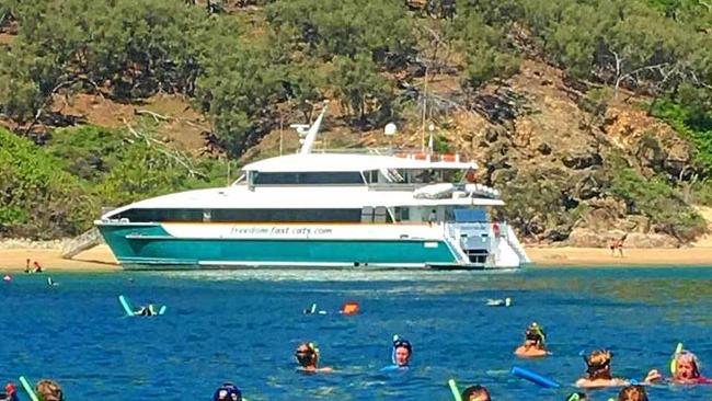 Guests snorkelling beside the Freedom Monarch. Picture: Contributed