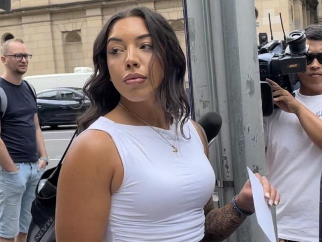 Catherine Colivas outside court after she was spared jail for her role in the kidnapping of a man in February 2023. Picture: Athos Sirianos