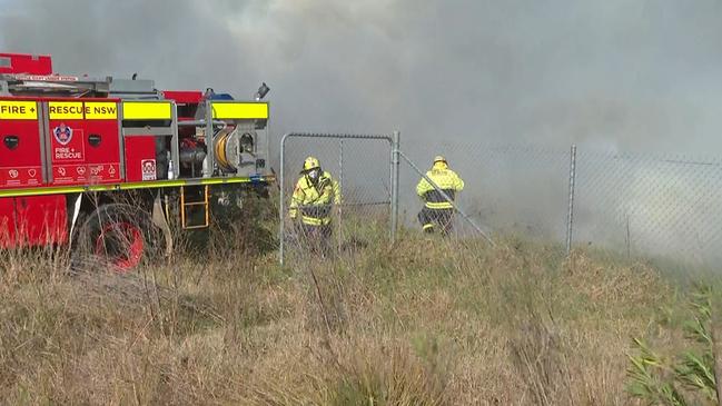 Emergency services at the Camden Valley Way fire. Picture: TNV